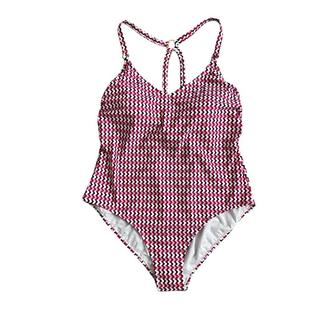 Kona Sol One Piece Chevron Swimsuit Women’s Plus Size 20 Multicolor Strappy - Picture 3 of 10